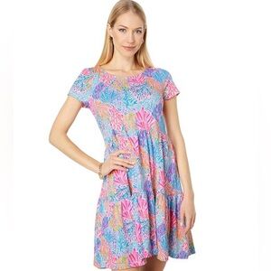 Lilly Pulitzer Women’s Geanna Swing Dress Splash Dance Coral Reef Size XXS